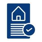 A document with house and a checkmark on the side icon
